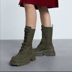 Zara Rubberized Lace-up Boots NWT